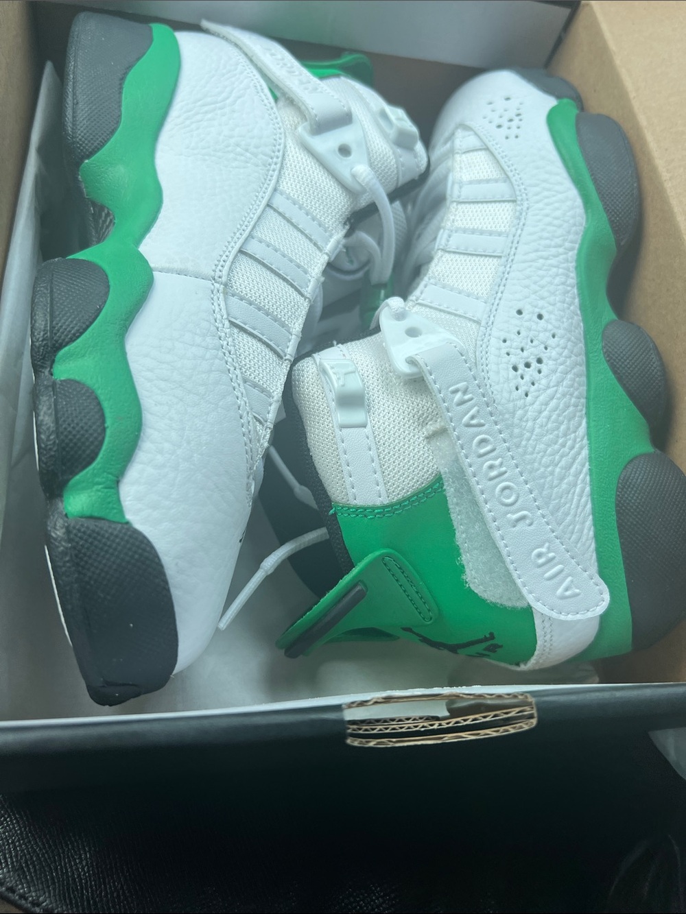 Jordan Kids White & Green Low-Top Sneakers